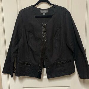 Avenue 18/20 Average denim jacket  front two front pockets black with sequins